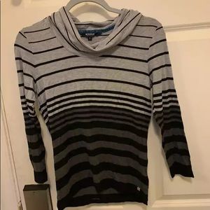 Black and grey gradient cowl neck T-shirt